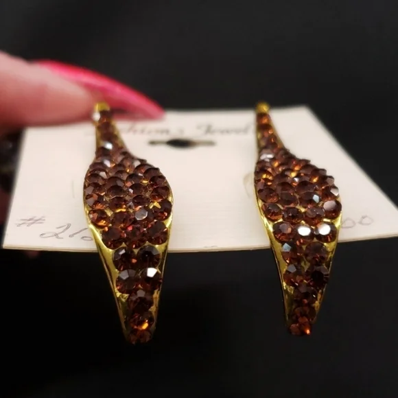 Topaz Rhinestone Earrings - Picture 2 of 2